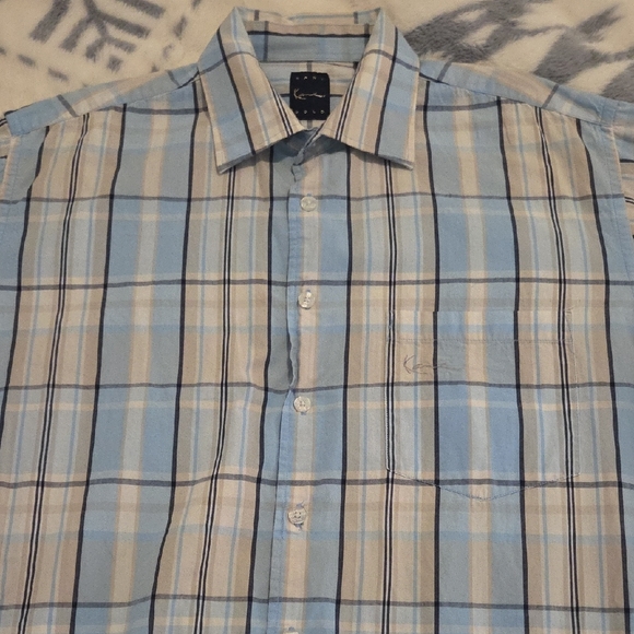 Other - Men's Light Blue Plaid Casual Button-Down Shirt